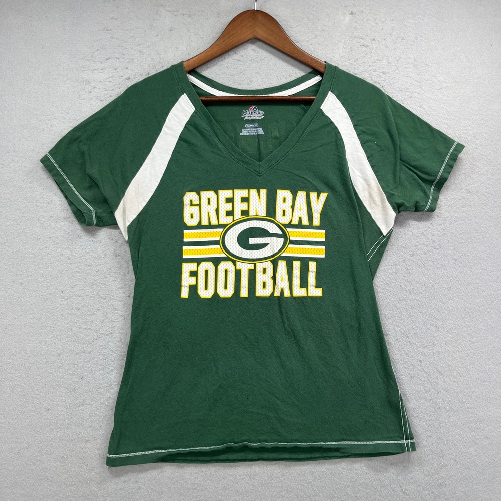 Majestic Green Bay Packers T Shirt Womens XL Green Klebe 12 Custom Fan Gear
